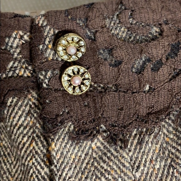 Rebecca Taylor Wool Tweed Brown Capri Pants 8 women’s academia - Picture 4 of 12